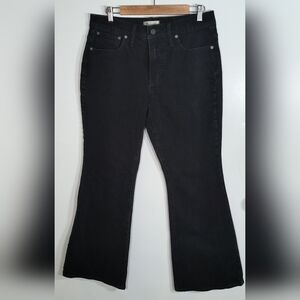 Madewell Black High Waisted Flared Wide Leg Jeans